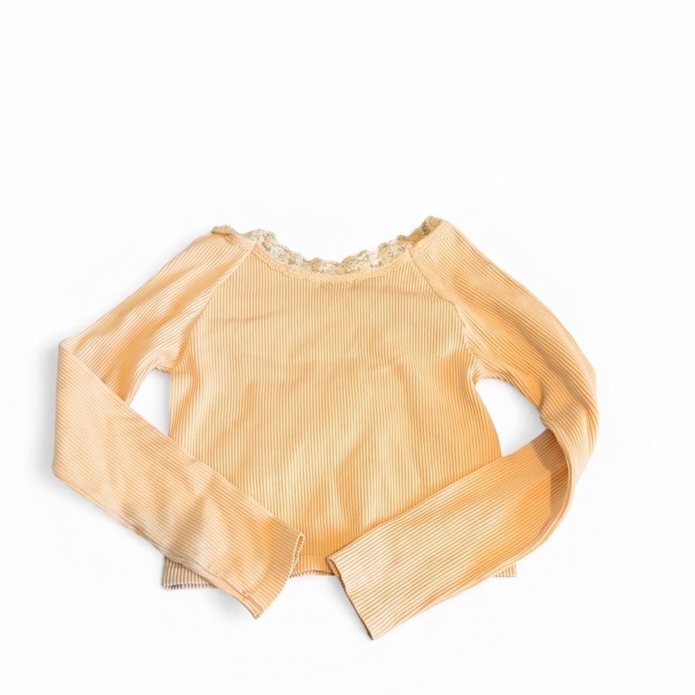 NWOT Truce Nordstrom Girls Lace Neck Long Sleeve Rib Top size medium 10-12